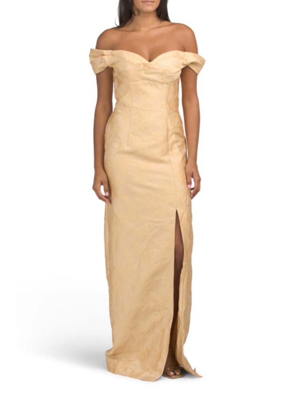 RENE BY RENE RUIZ Off The Shoulder Jacquard Gown With Slit